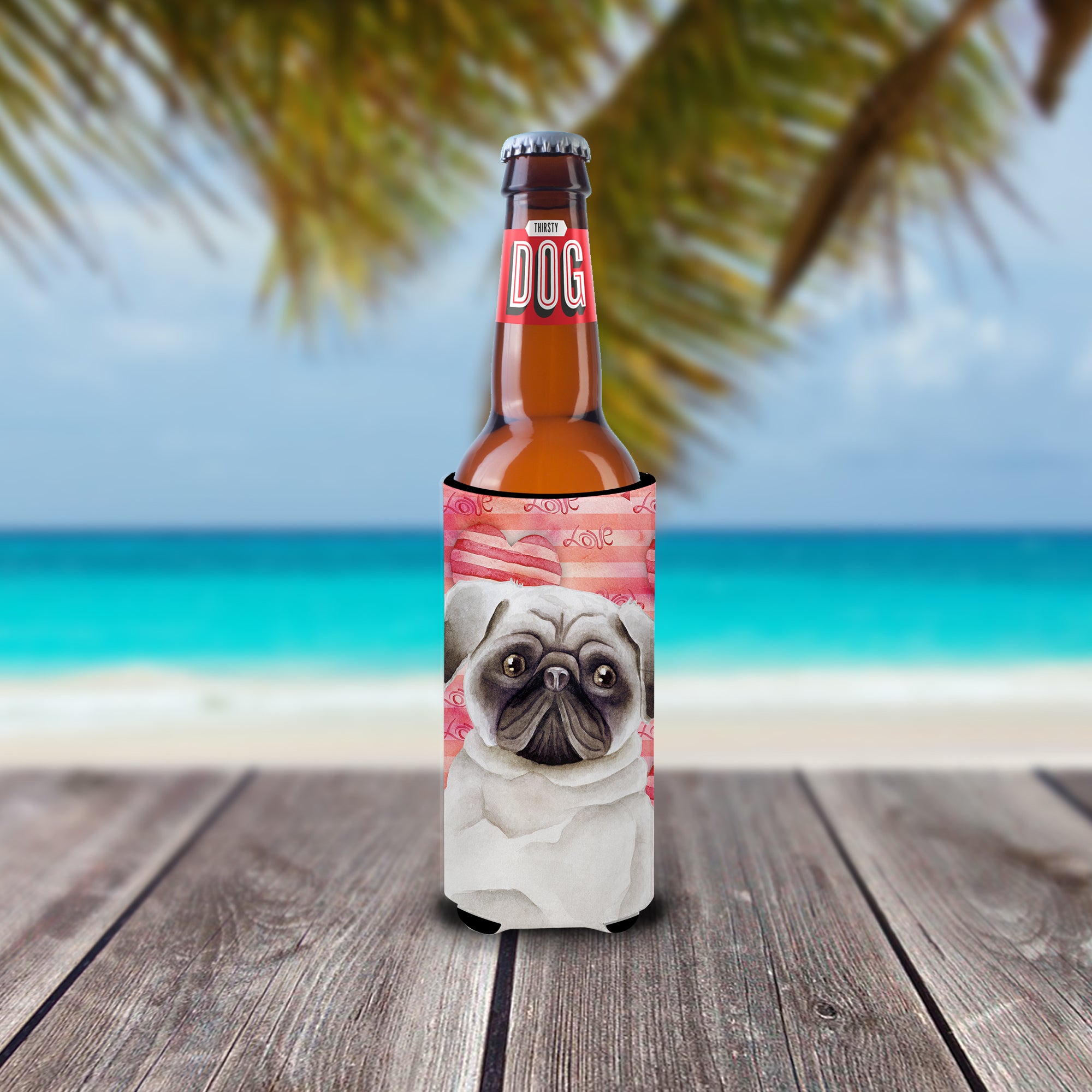 Pug Love  Ultra Hugger for slim cans CK1392MUK  the-store.com.