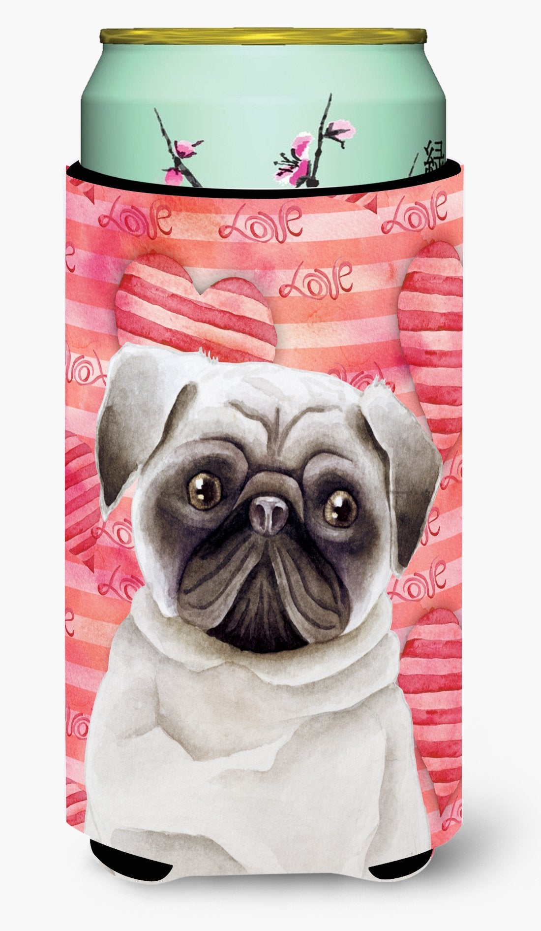 Pug Love Tall Boy Beverage Insulator Hugger CK1392TBC by Caroline's Treasures