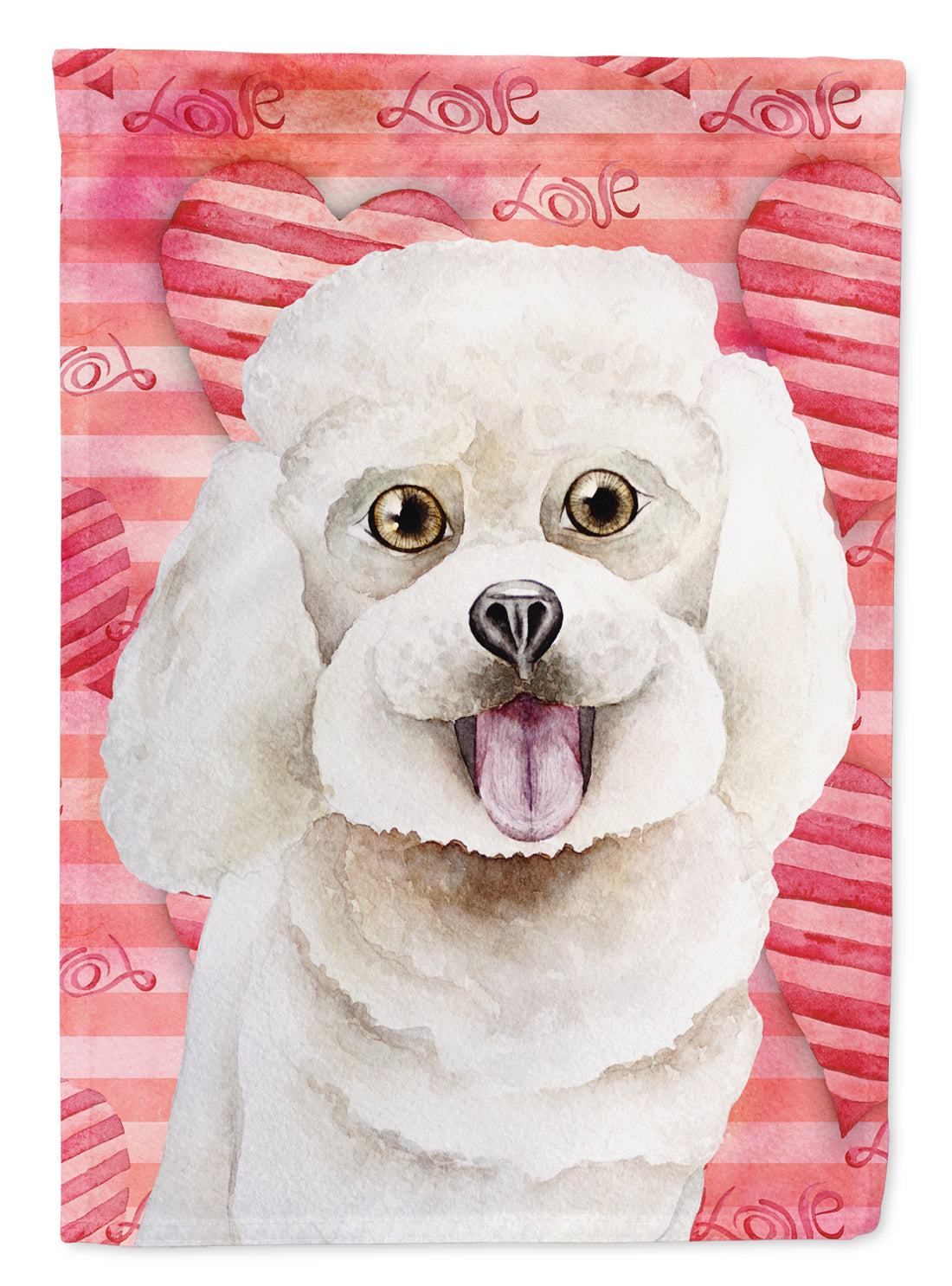 Bichon Frise Love Flag Canvas House Size CK1395CHF  the-store.com.