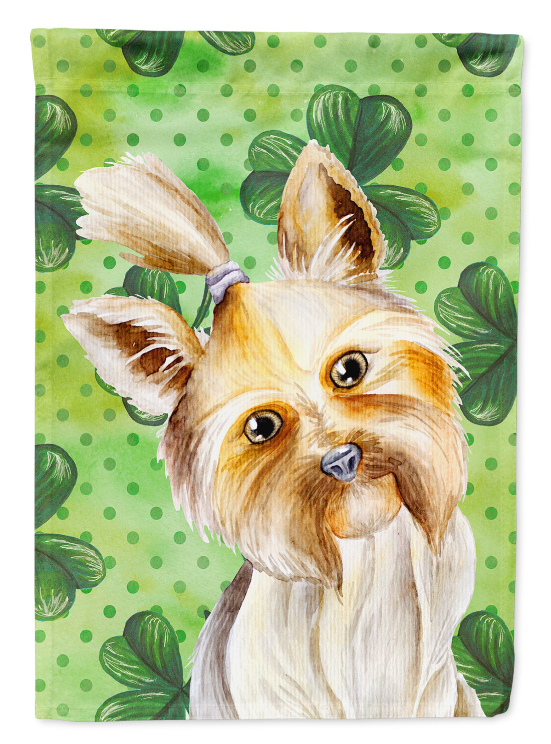 Yorkie Yorkshier Terrier Shamrocks Flag Canvas House Size CK1396CHF  the-store.com.