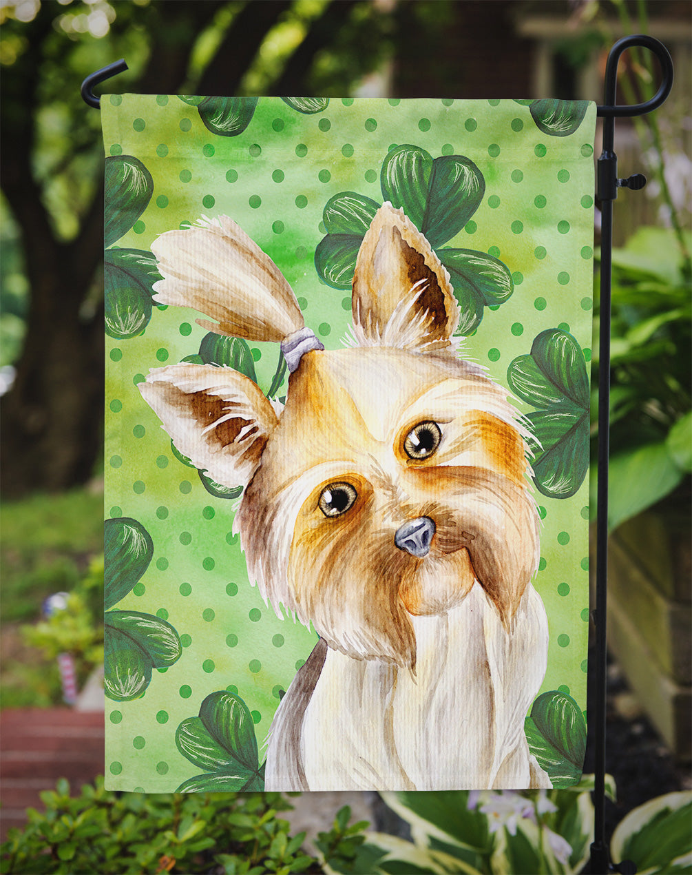 Yorkie Yorkshier Terrier Shamrocks Flag Garden Size CK1396GF  the-store.com.