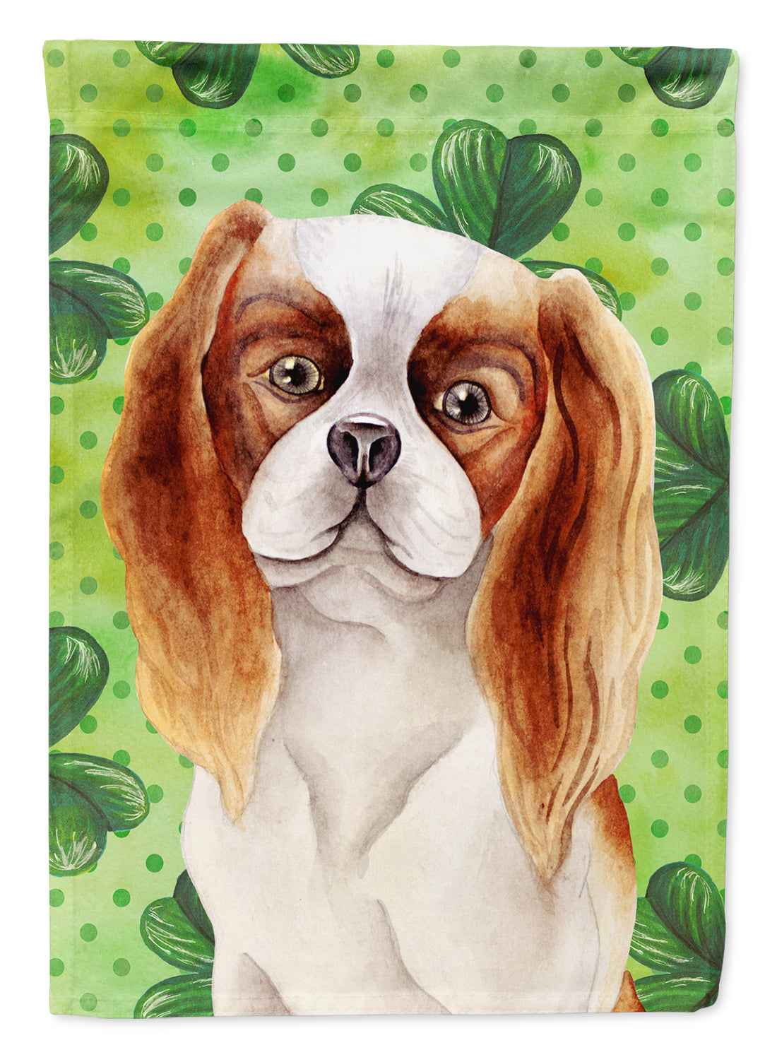 Cavalier Spaniel Shamrocks Flag Canvas House Size CK1398CHF  the-store.com.