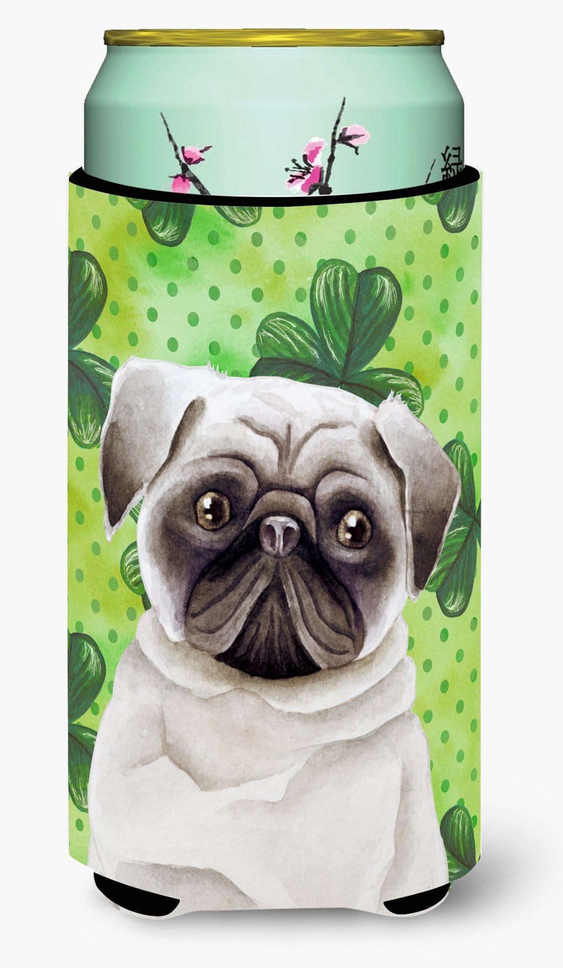 Pug Shamrocks Tall Boy Beverage Insulator Hugger CK1399TBC by Caroline's Treasures