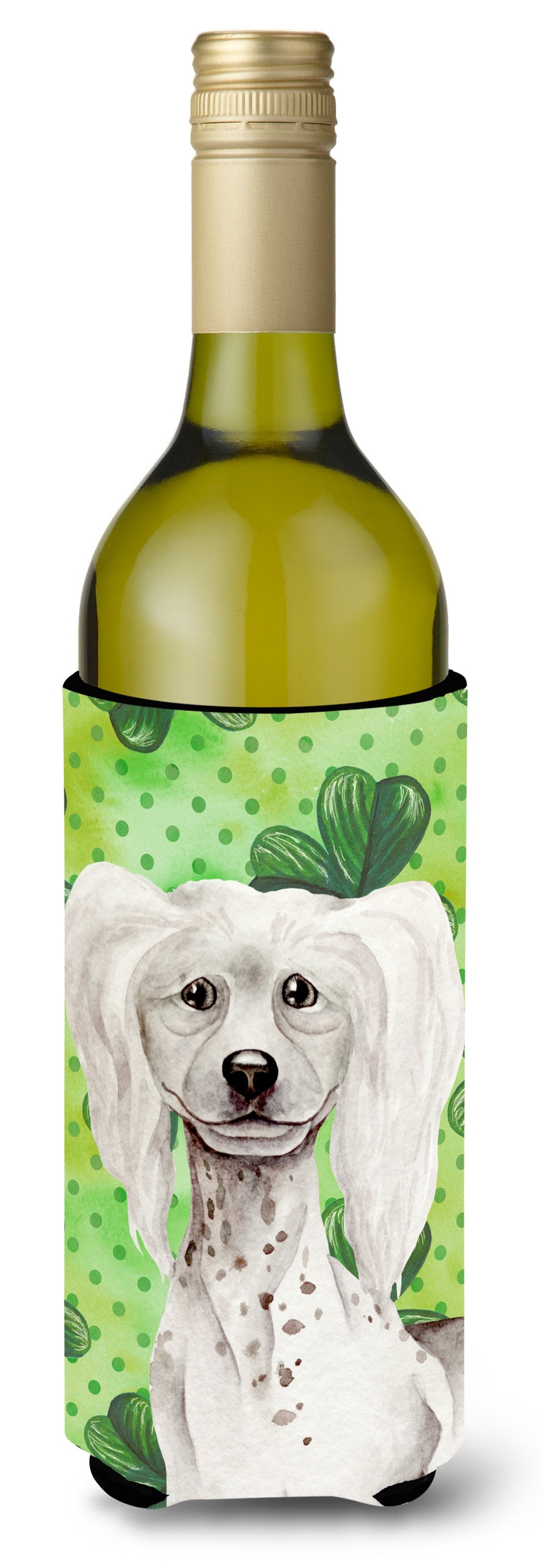 Chinese Crested Shamrocks Wine Bottle Beverge Insulator Hugger CK1401LITERK by Caroline's Treasures