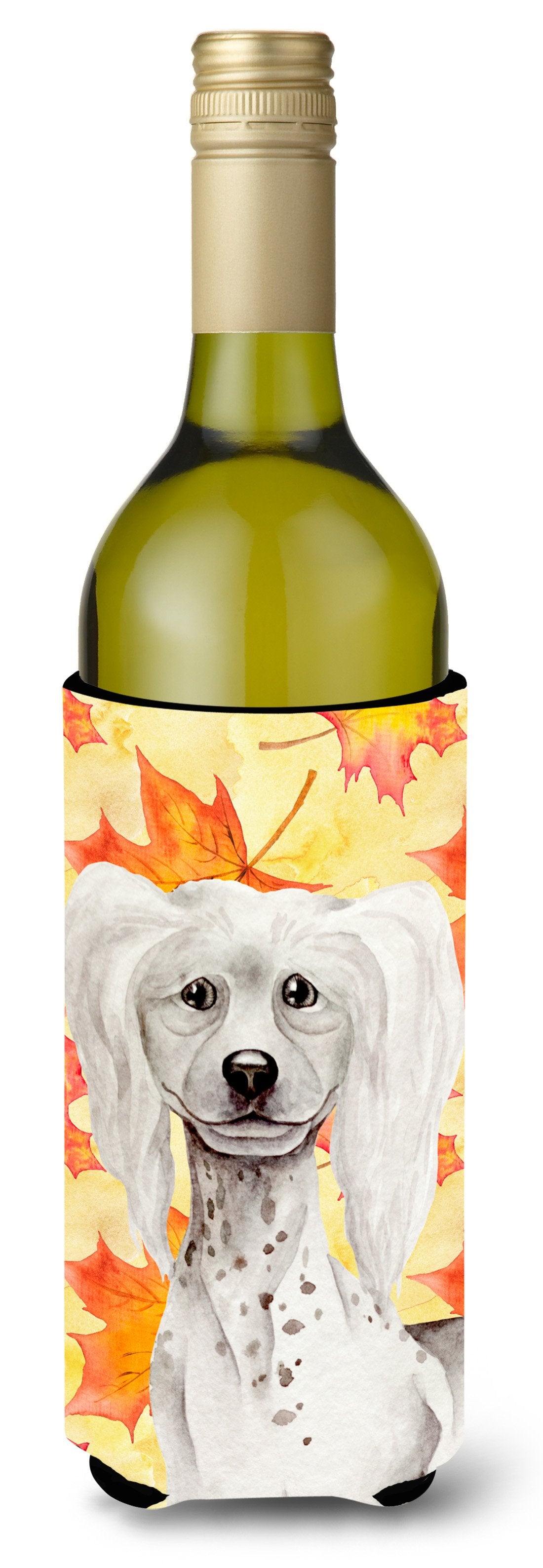 Chinese Crested Fall Wine Bottle Beverge Insulator Hugger CK1408LITERK by Caroline&#39;s Treasures