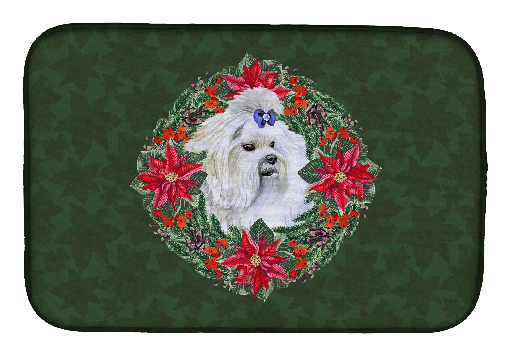 Maltese Poinsetta Wreath Dish Drying Mat CK1517DDM  the-store.com.