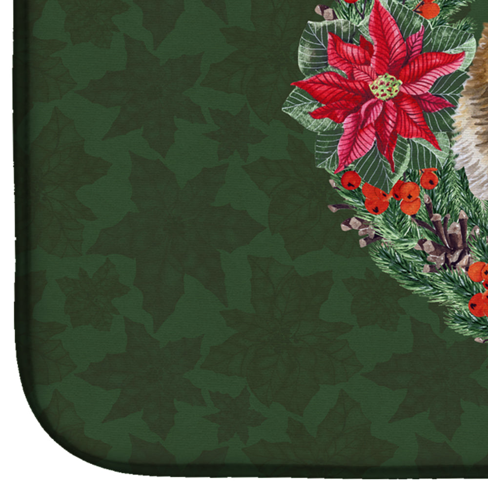 German Shepherd Poinsetta Wreath Dish Drying Mat CK1520DDM  the-store.com.