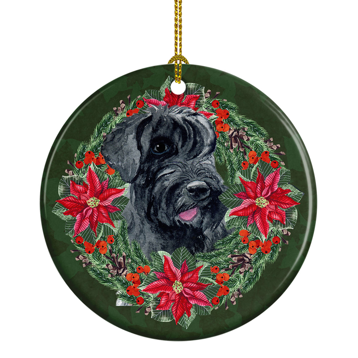 Buy this Giant Schnauzer Poinsetta Wreath Ceramic Ornament