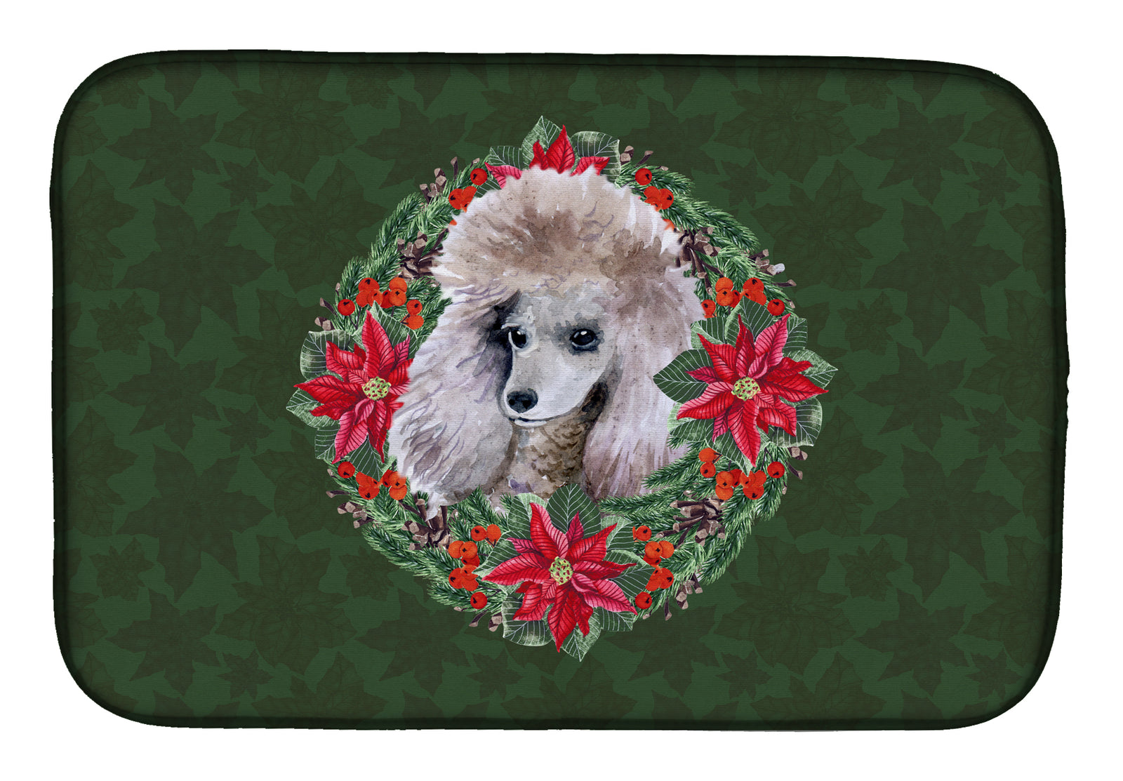 Poodle Poinsetta Wreath Dish Drying Mat CK1531DDM  the-store.com.