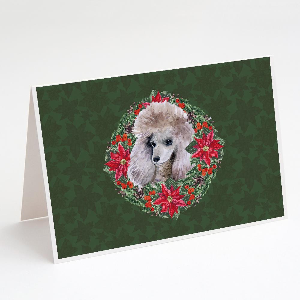 Buy this Poodle Poinsetta Wreath Greeting Cards and Envelopes Pack of 8