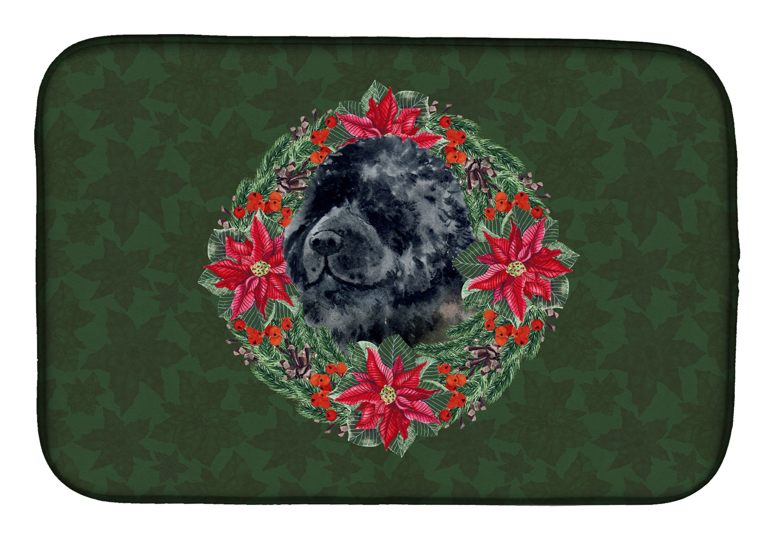 Newfoundland Poinsetta Wreath Dish Drying Mat CK1537DDM  the-store.com.