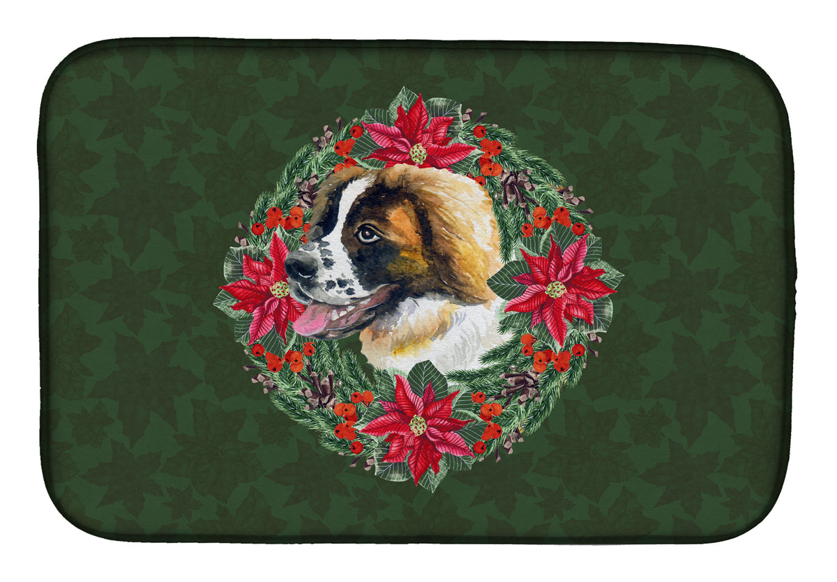 Saint Bernard Poinsetta Wreath Dish Drying Mat CK1545DDM  the-store.com.