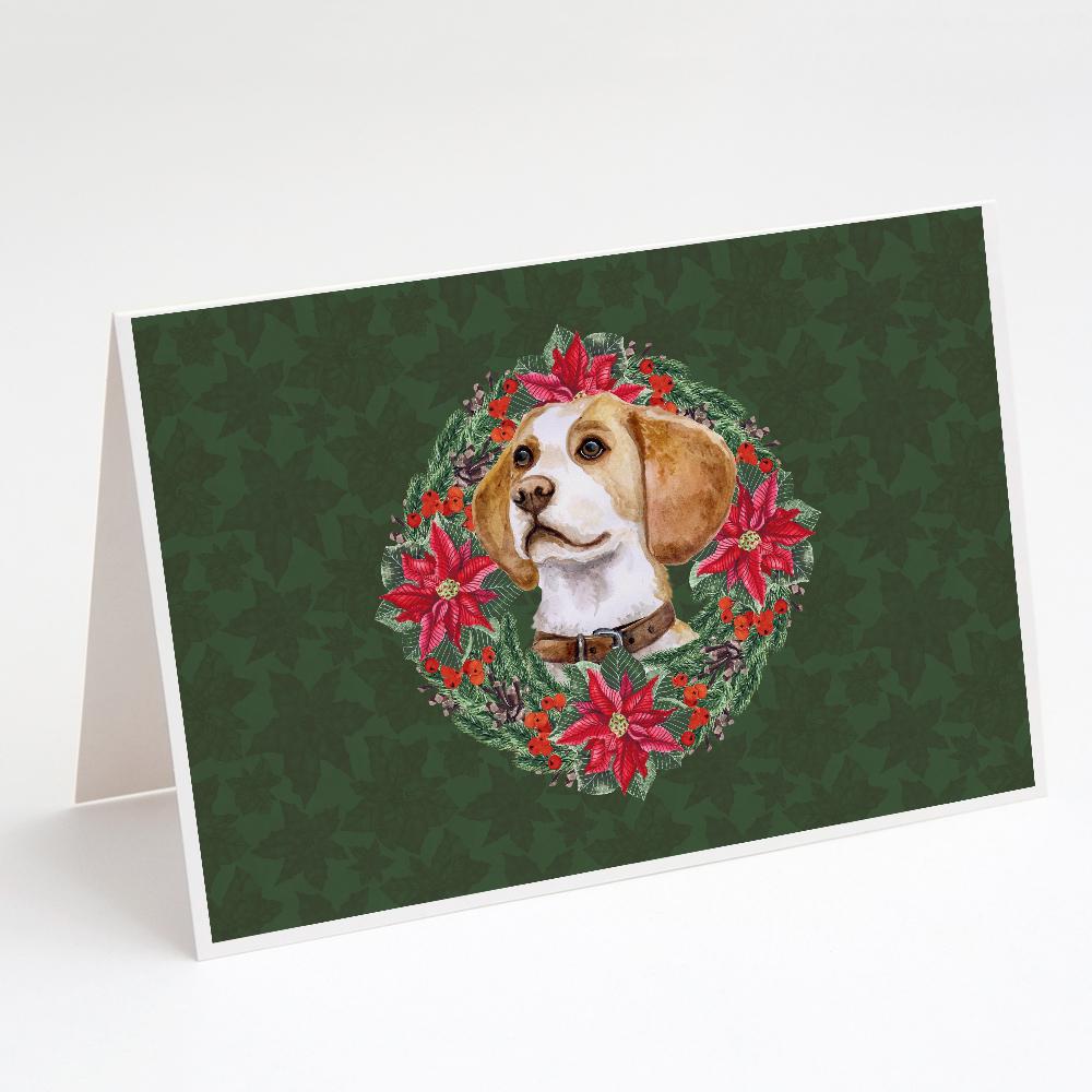 Buy this Beagle Poinsetta Wreath Greeting Cards and Envelopes Pack of 8