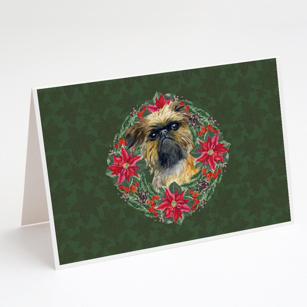 Buy this Brussels Griffon Poinsetta Wreath Greeting Cards and Envelopes Pack of 8