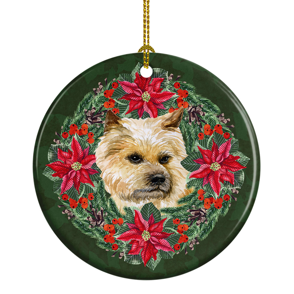 Buy this Cairn Terrier Poinsetta Wreath Ceramic Ornament