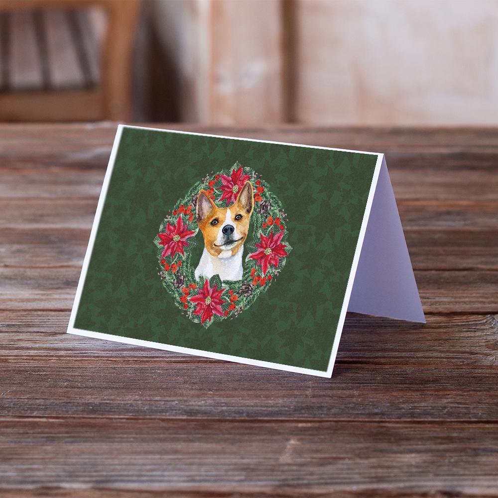 Buy this Basenji Poinsetta Wreath Greeting Cards and Envelopes Pack of 8