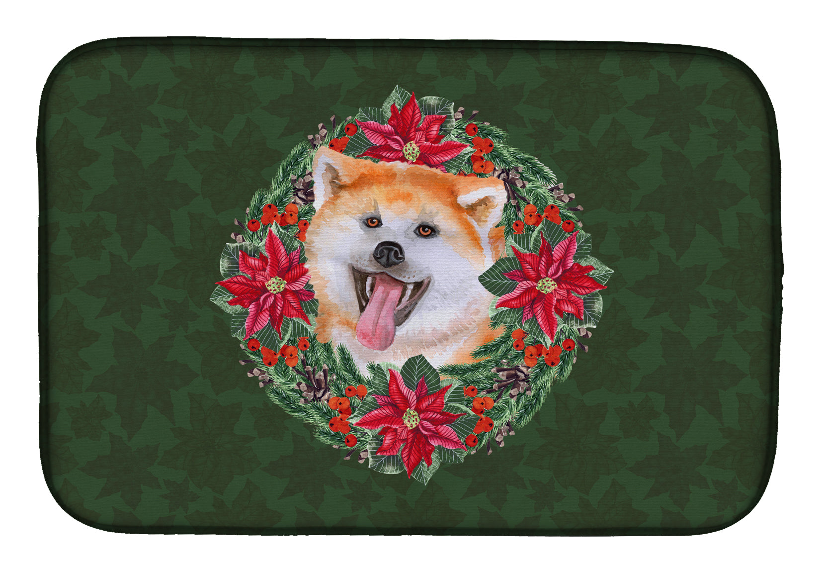 Akita Poinsetta Wreath Dish Drying Mat CK1569DDM  the-store.com.