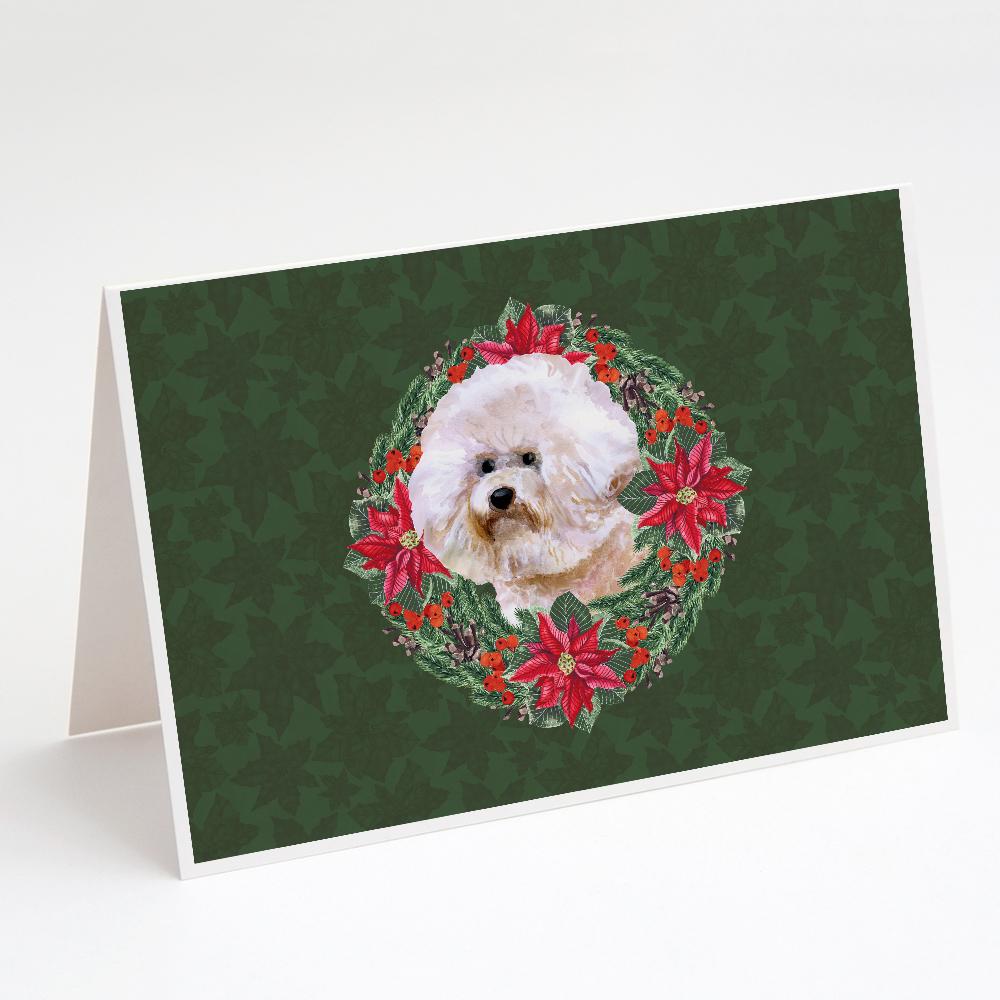 Buy this Bichon Frise #2 Poinsetta Wreath Greeting Cards and Envelopes Pack of 8