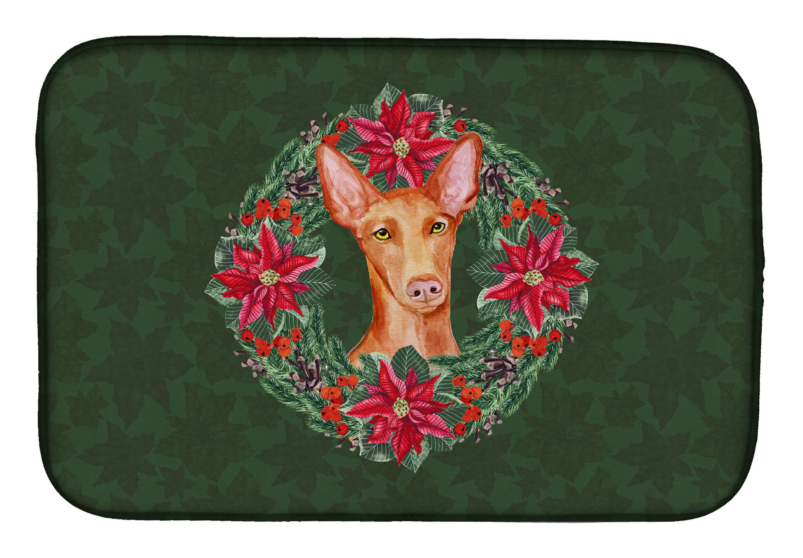 Pharaoh Hound Poinsetta Wreath Dish Drying Mat CK1581DDM  the-store.com.