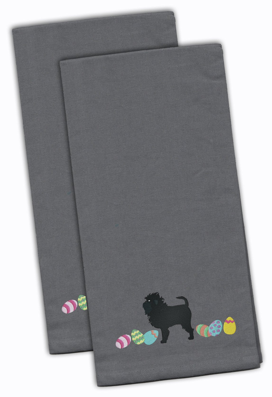 Affenpinscher Easter Gray Embroidered Kitchen Towel Set of 2 CK1591GYTWE by Caroline&#39;s Treasures