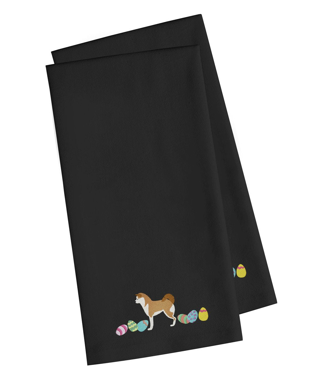 Akita Easter Black Embroidered Kitchen Towel Set of 2 CK1595BKTWE by Caroline's Treasures