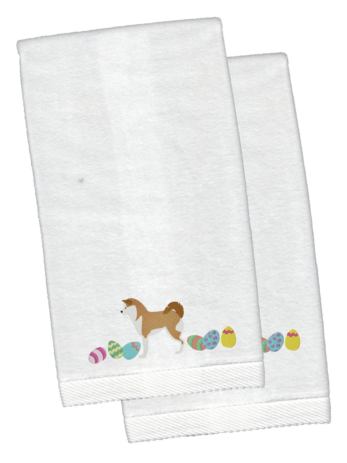 Akita Easter White Embroidered Plush Hand Towel Set of 2 CK1595KTEMB by Caroline's Treasures