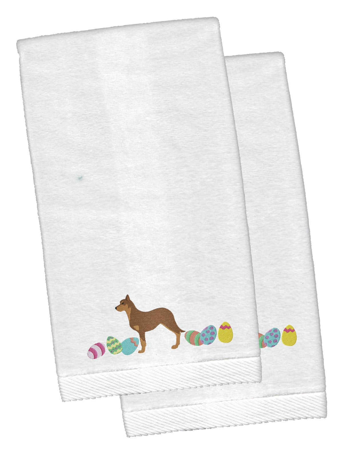 Australian Kelpie Easter White Embroidered Plush Hand Towel Set of 2 CK1600KTEMB by Caroline's Treasures