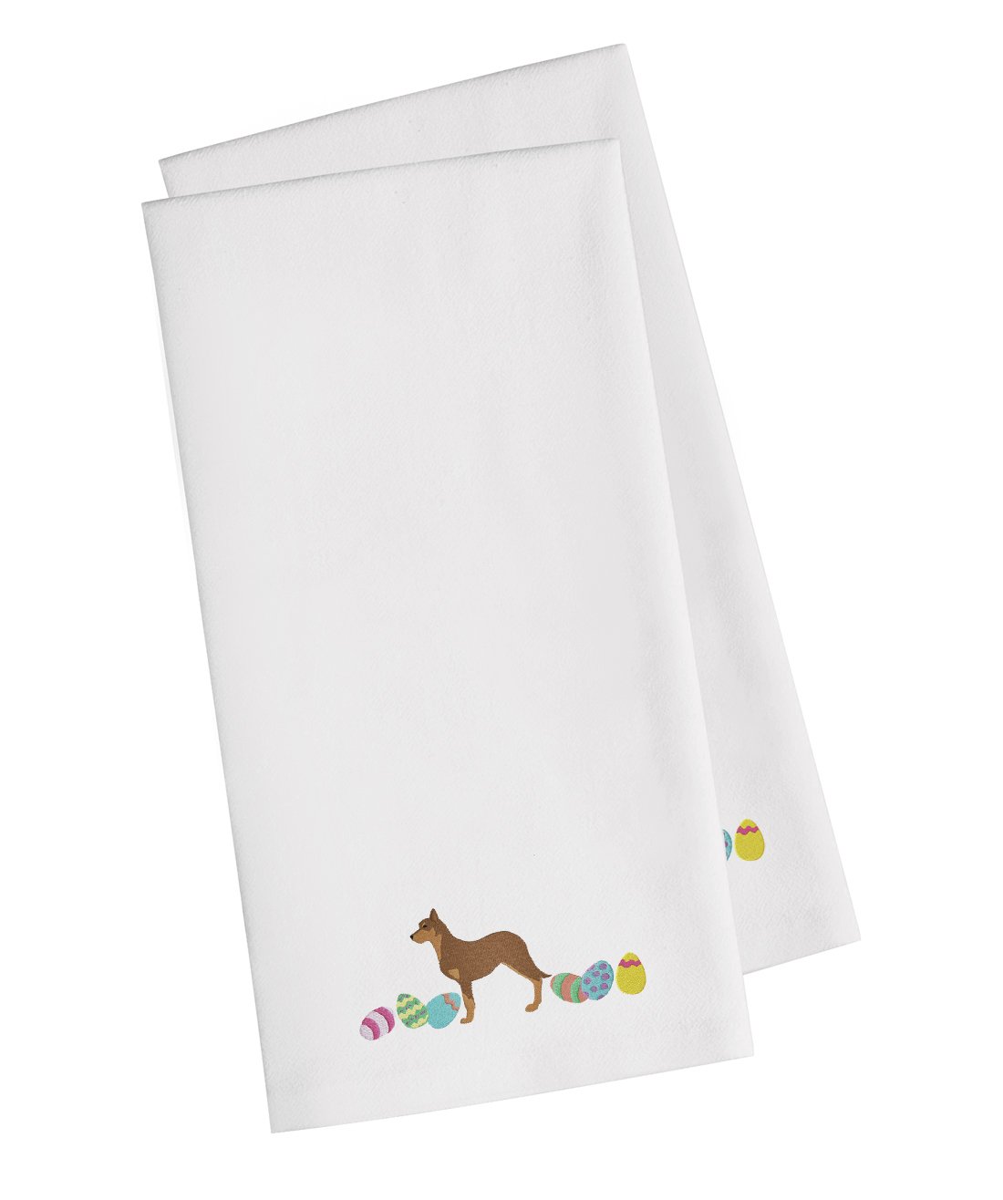 Australian Kelpie Easter White Embroidered Kitchen Towel Set of 2 CK1600WHTWE by Caroline&#39;s Treasures