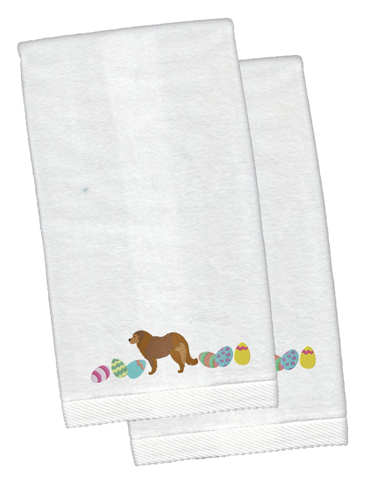 Brown Caucasian Shepherd Easter White Embroidered Plush Hand Towel Set of 2 CK1621KTEMB by Caroline's Treasures