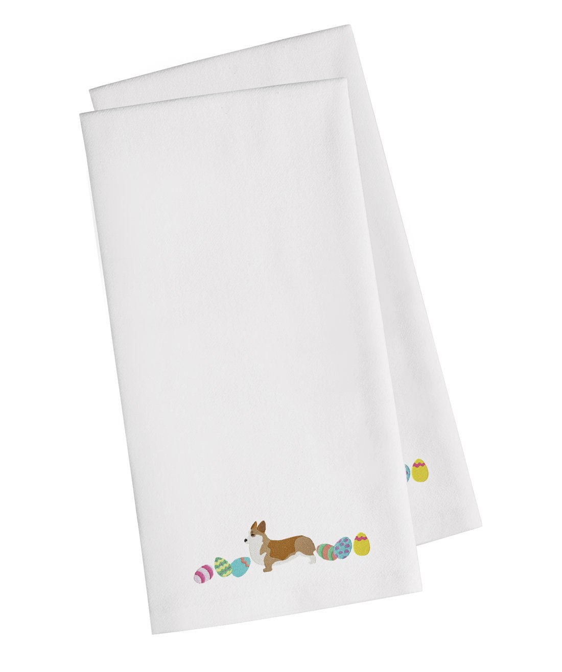 Corgi Easter White Embroidered Kitchen Towel Set of 2 CK1629WHTWE by Caroline's Treasures