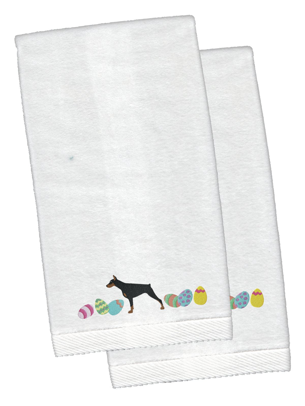 Doberman Pinscher Easter White Embroidered Plush Hand Towel Set of 2 CK1633KTEMB by Caroline's Treasures