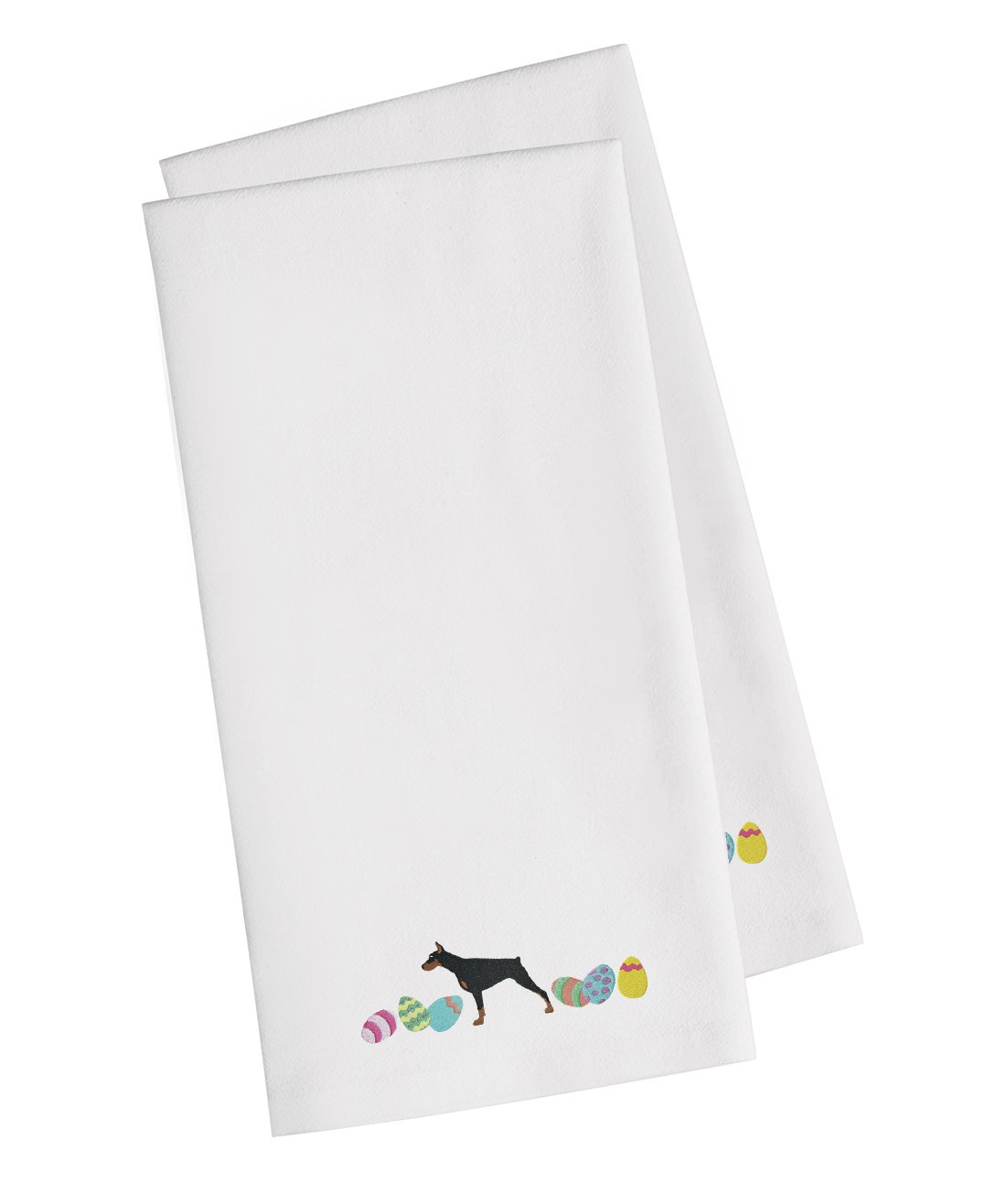 Doberman Pinscher Easter White Embroidered Kitchen Towel Set of 2 CK1633WHTWE by Caroline&#39;s Treasures