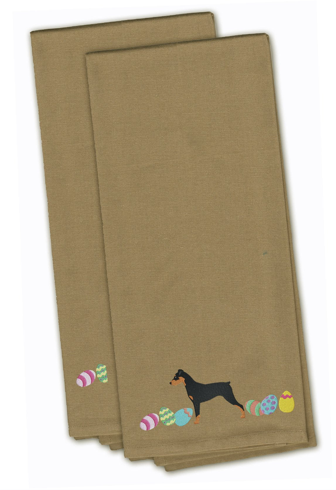 German Pinscher Easter Tan Embroidered Kitchen Towel Set of 2 CK1643TNTWE by Caroline's Treasures