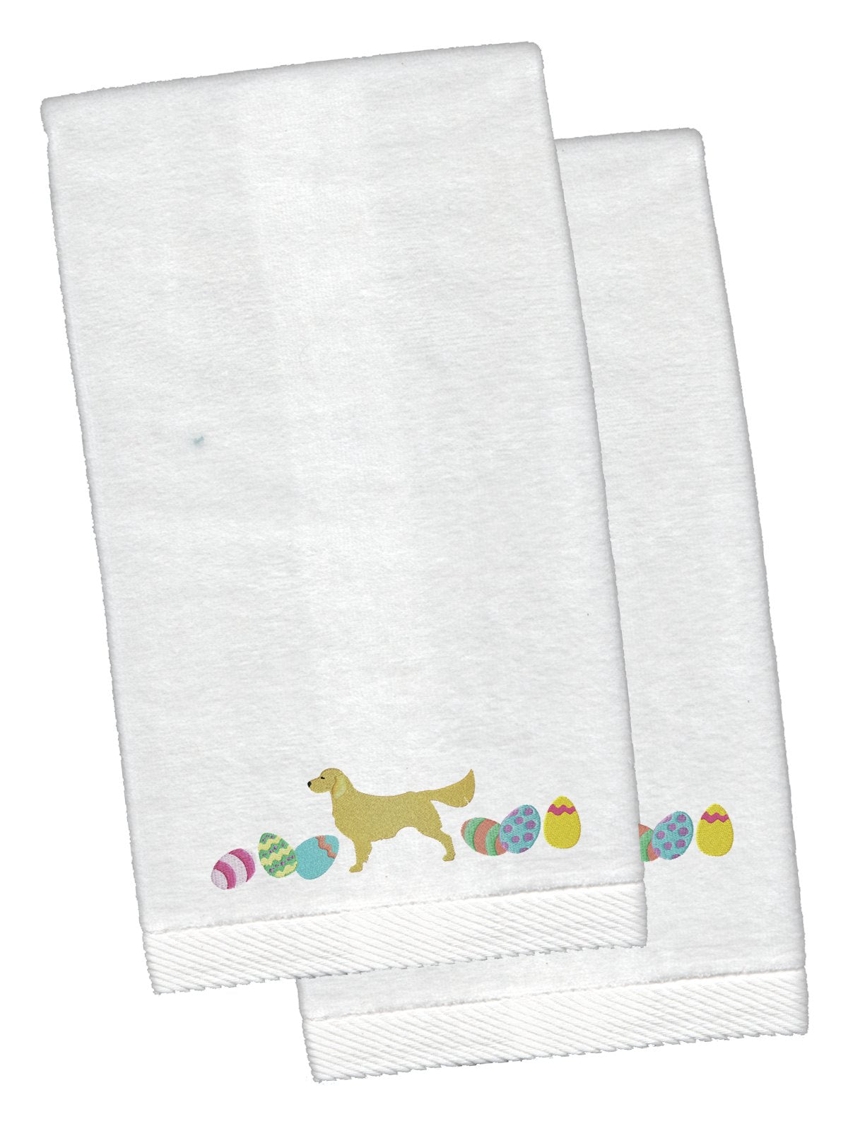 Golden Retriever Easter White Embroidered Plush Hand Towel Set of 2 CK1647KTEMB by Caroline's Treasures