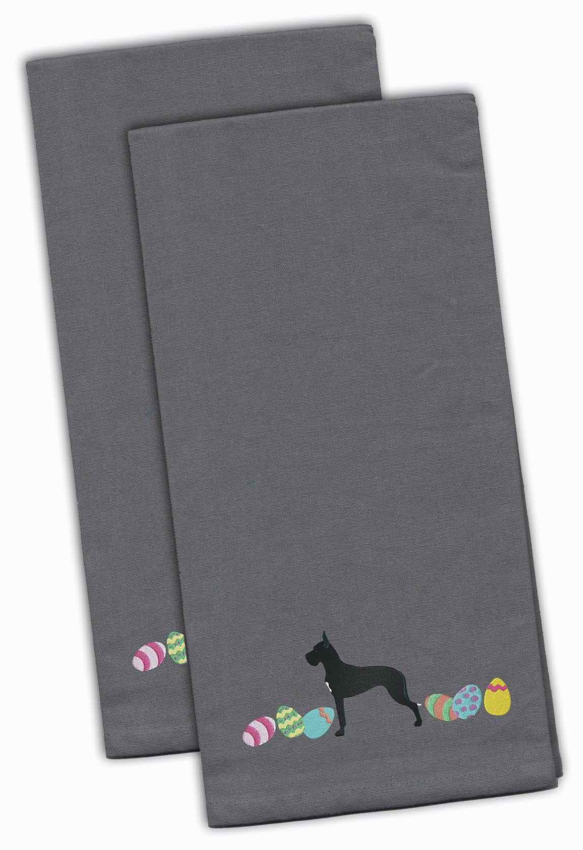 Great Dane Easter Gray Embroidered Kitchen Towel Set of 2 CK1649GYTWE by Caroline's Treasures