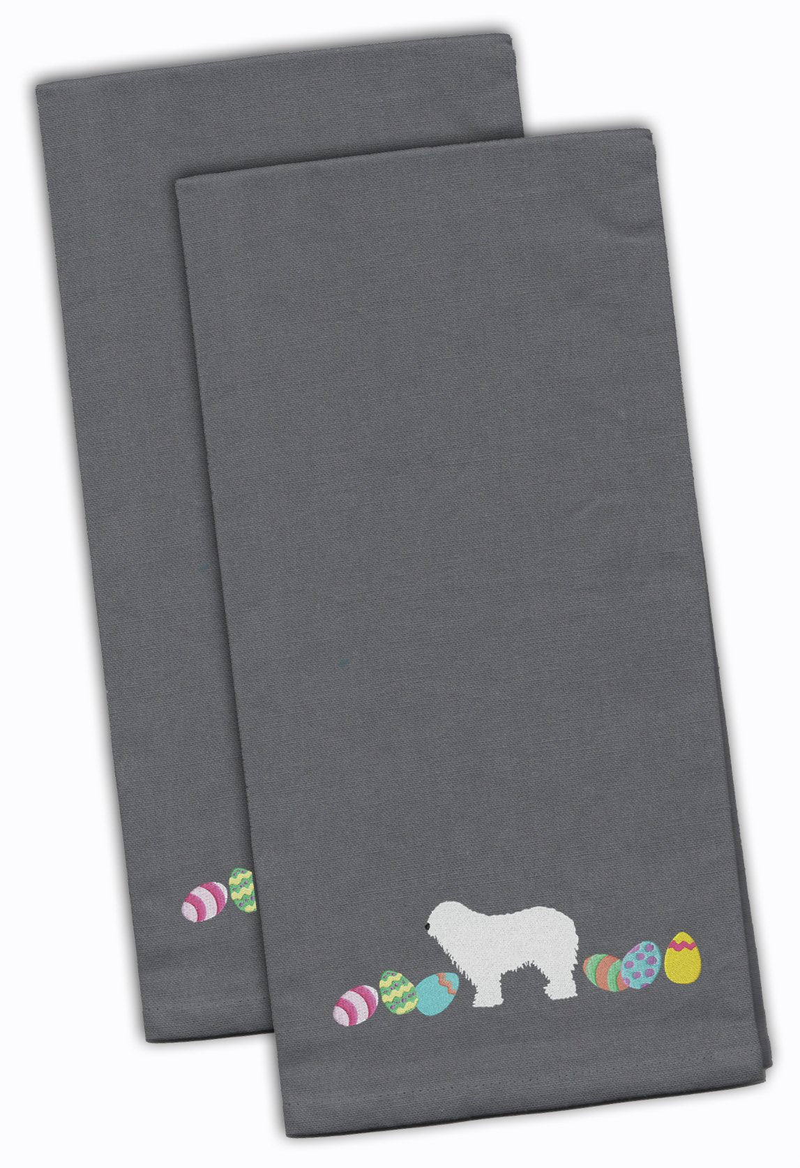 Komondor Easter Gray Embroidered Kitchen Towel Set of 2 CK1660GYTWE by Caroline's Treasures