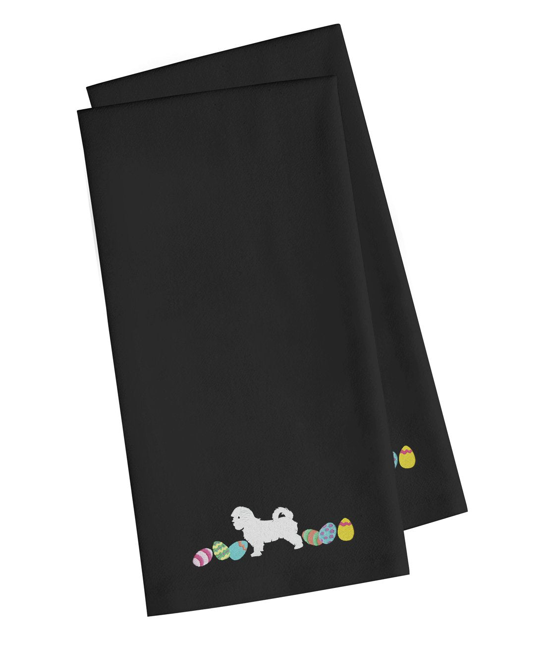 Maltese Easter Black Embroidered Kitchen Towel Set of 2 CK1663BKTWE by Caroline&#39;s Treasures