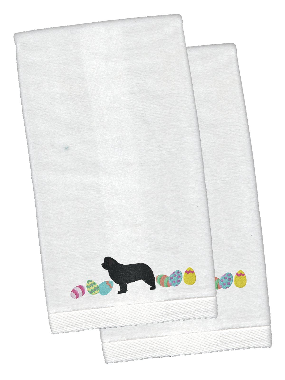 Newfoundland Easter White Embroidered Plush Hand Towel Set of 2 CK1665KTEMB by Caroline&#39;s Treasures