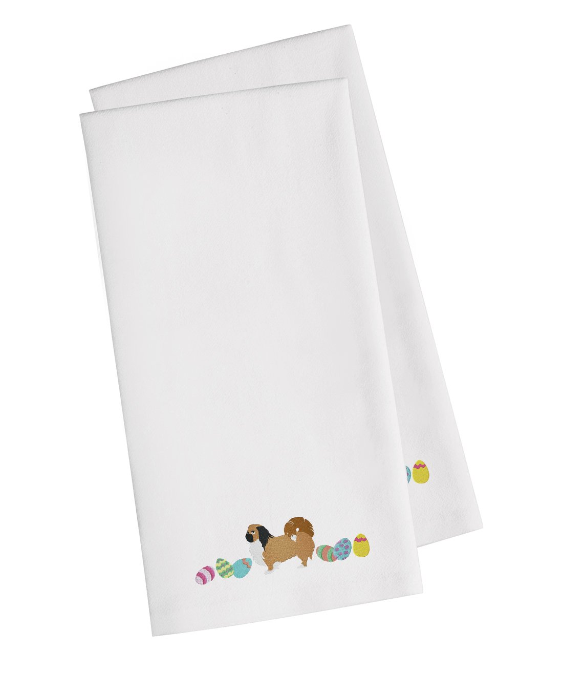 Pekingese Easter White Embroidered Kitchen Towel Set of 2 CK1667WHTWE by Caroline&#39;s Treasures