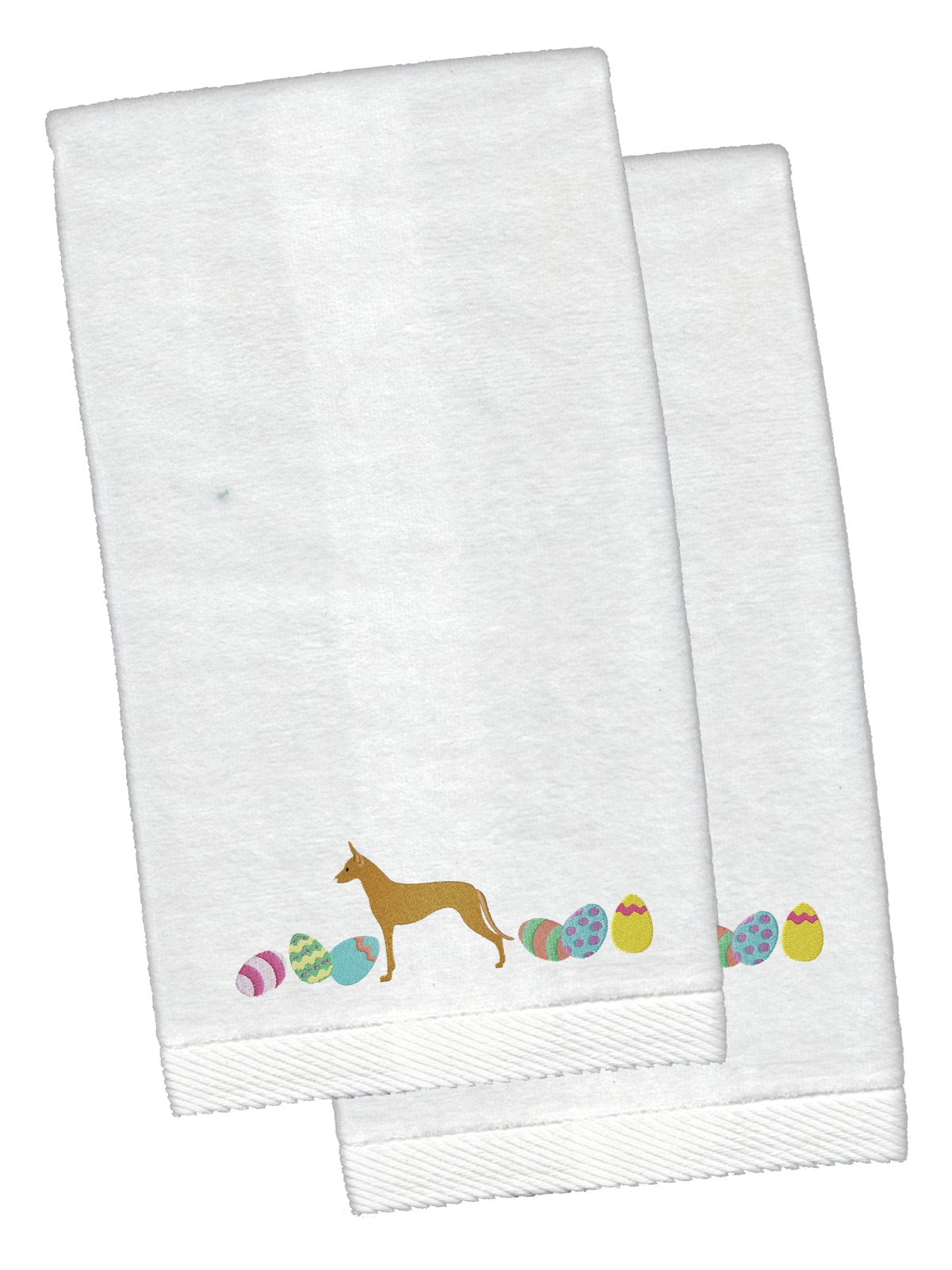 Pharaoh Hound Easter White Embroidered Plush Hand Towel Set of 2 CK1668KTEMB by Caroline's Treasures