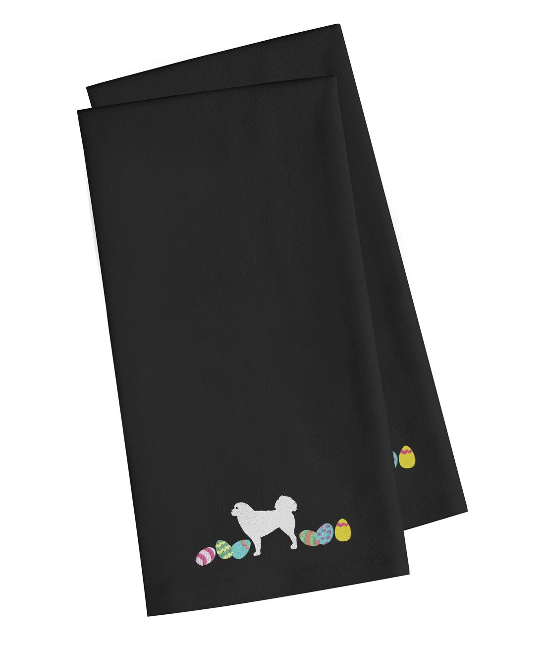 Polish Tatra Sheepdog Easter Black Embroidered Kitchen Towel Set of 2 CK1670BKTWE by Caroline&#39;s Treasures