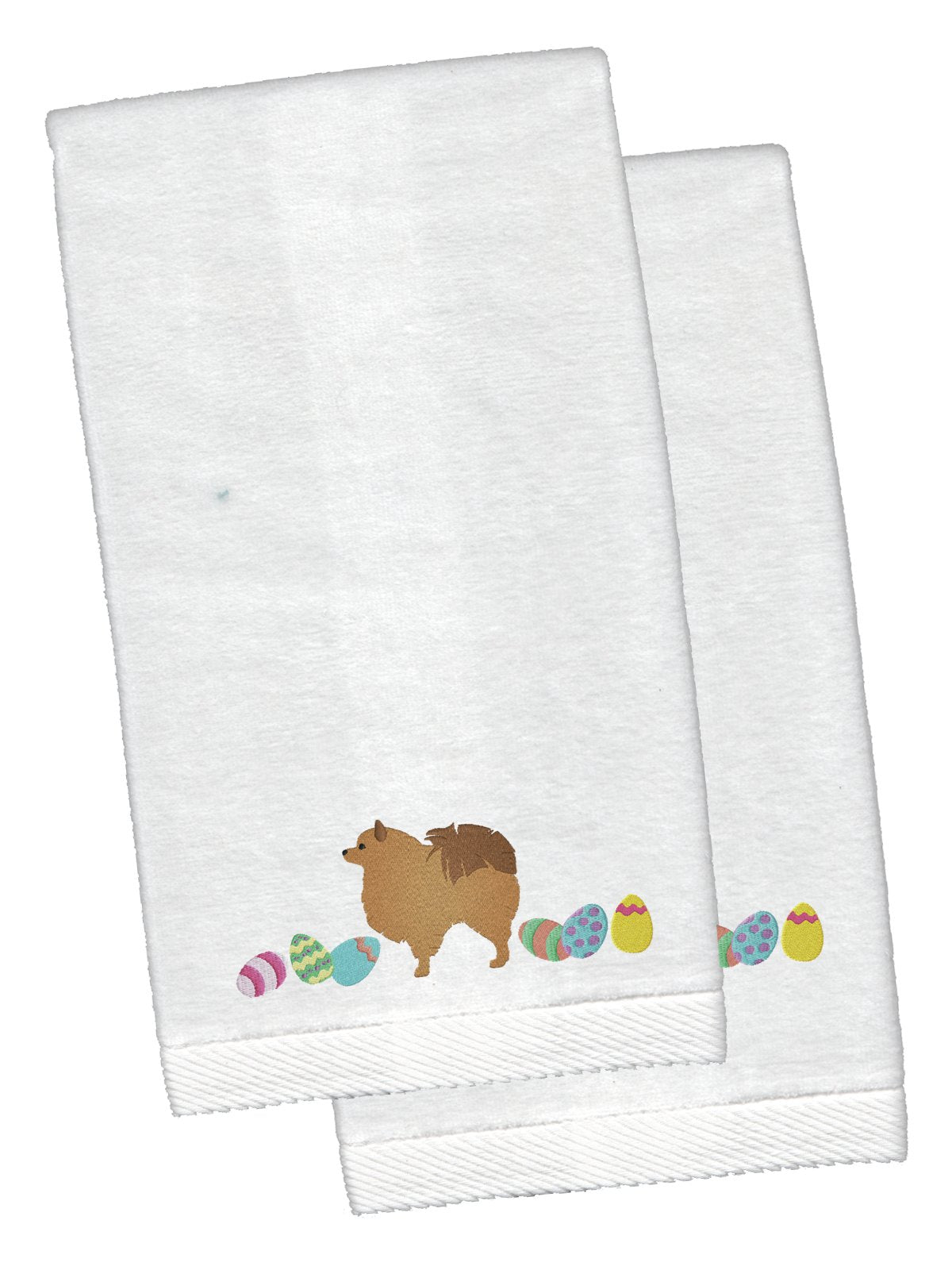 Pomeranian Easter White Embroidered Plush Hand Towel Set of 2 CK1672KTEMB by Caroline's Treasures