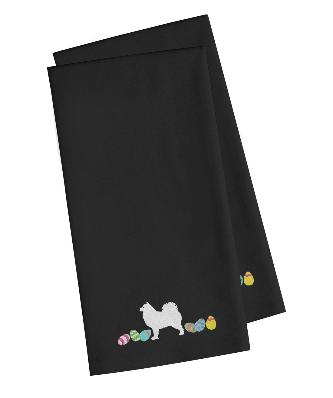 Samoyed Easter Black Embroidered Kitchen Towel Set of 2 CK1681BKTWE by Caroline's Treasures