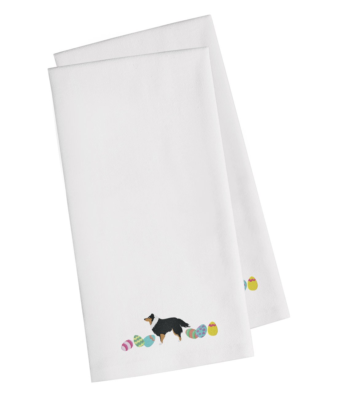 Sheltie Easter White Embroidered Kitchen Towel Set of 2 CK1685WHTWE by Caroline's Treasures