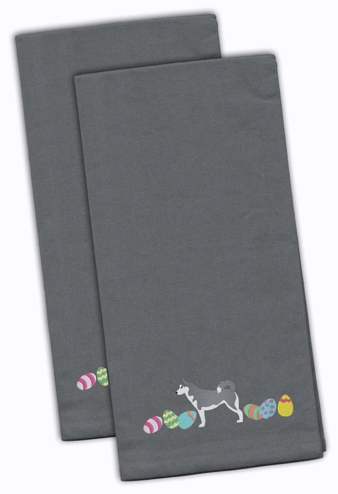 Siberian Husky Easter Gray Embroidered Kitchen Towel Set of 2 CK1687GYTWE by Caroline's Treasures