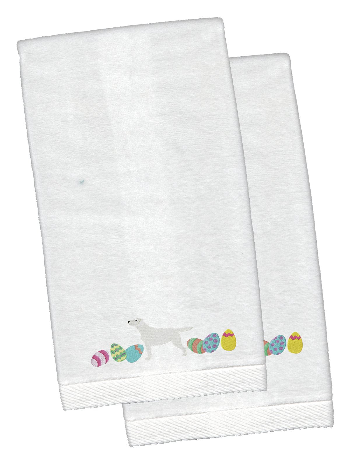 Yellow Labrador Retriever Easter White Embroidered Plush Hand Towel Set of 2 CK1694KTEMB by Caroline's Treasures