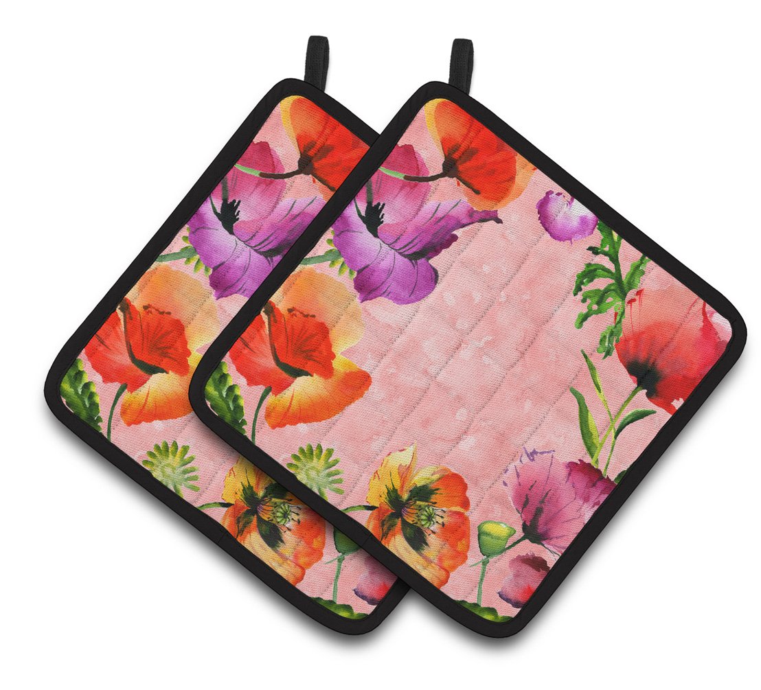 Poppy Flowers Pair of Pot Holders by Caroline's Treasures