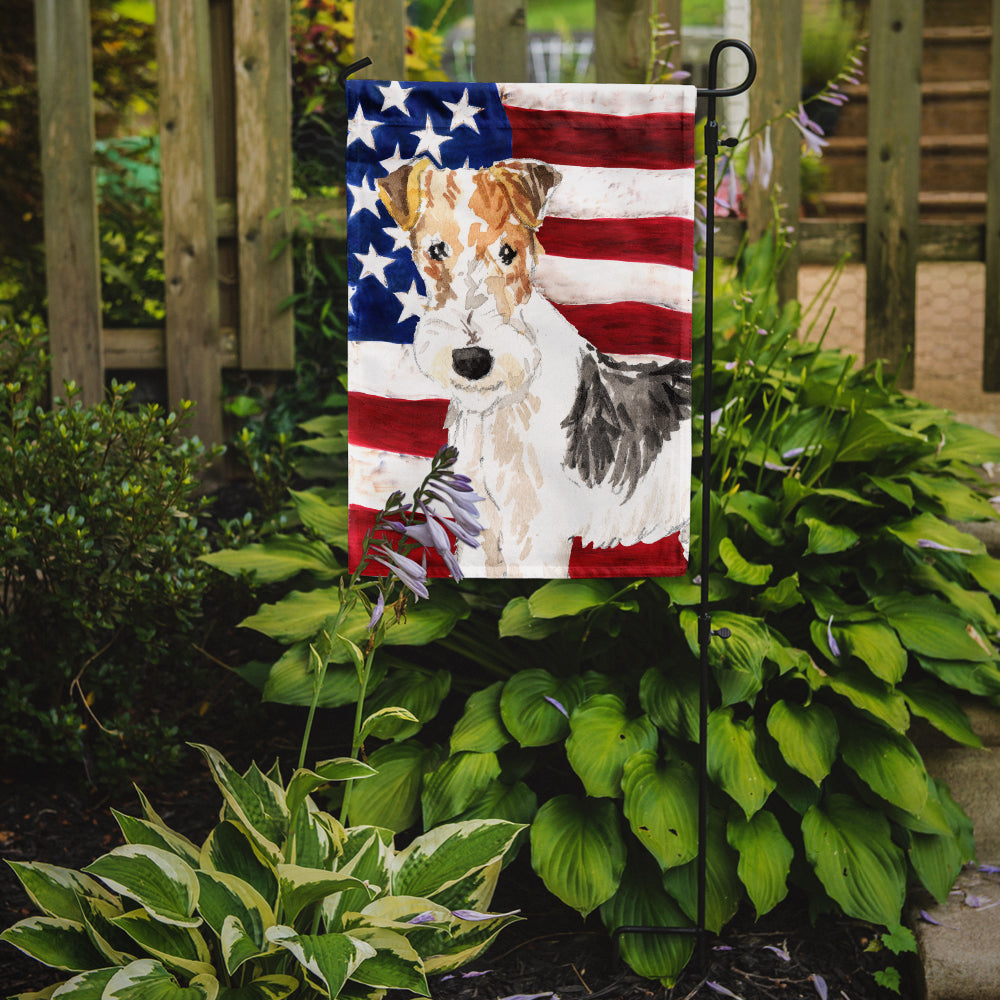 Patriotic USA Fox Terrier Flag Garden Size CK1707GF  the-store.com.