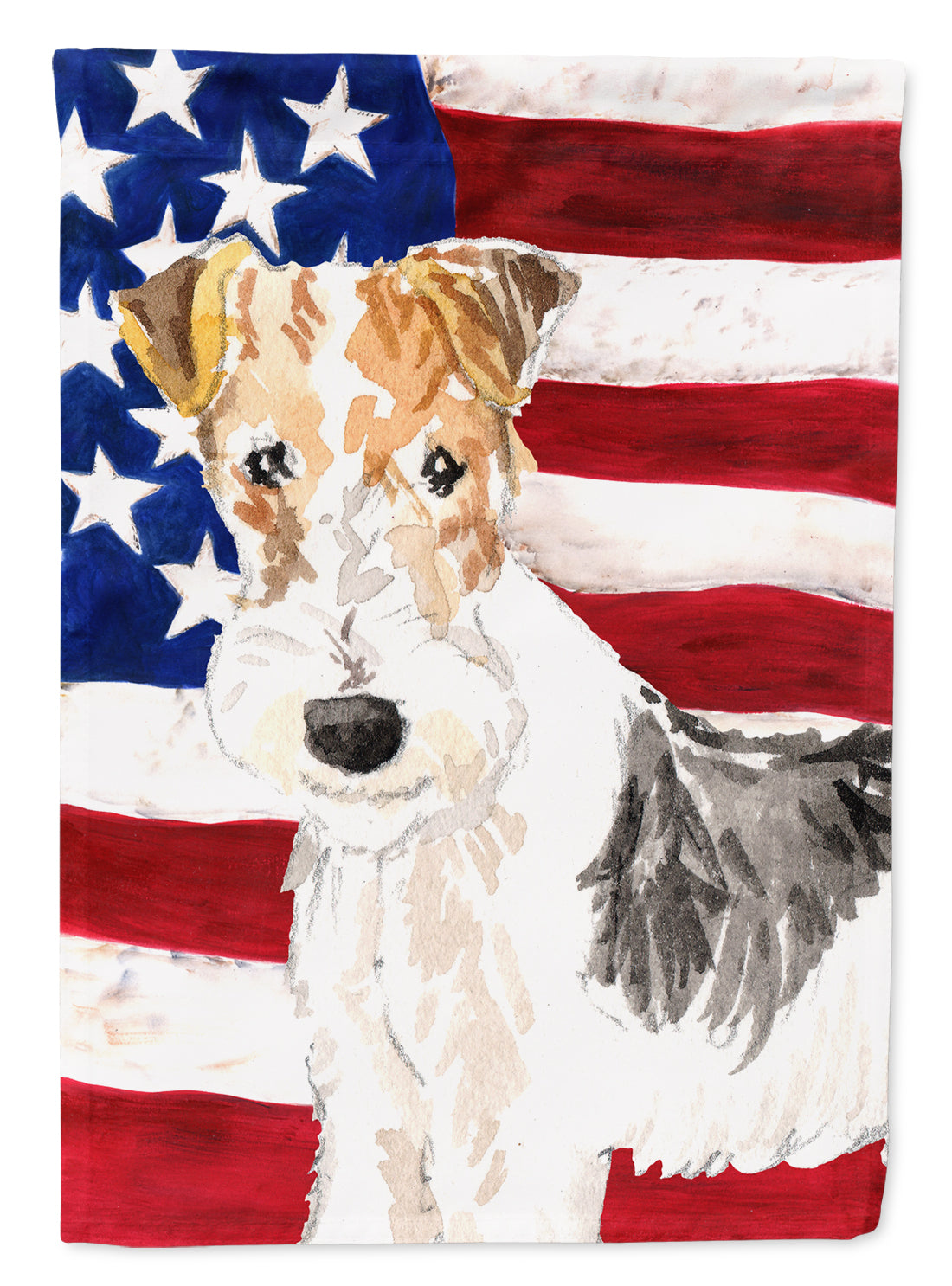 Patriotic USA Fox Terrier Flag Garden Size CK1707GF  the-store.com.