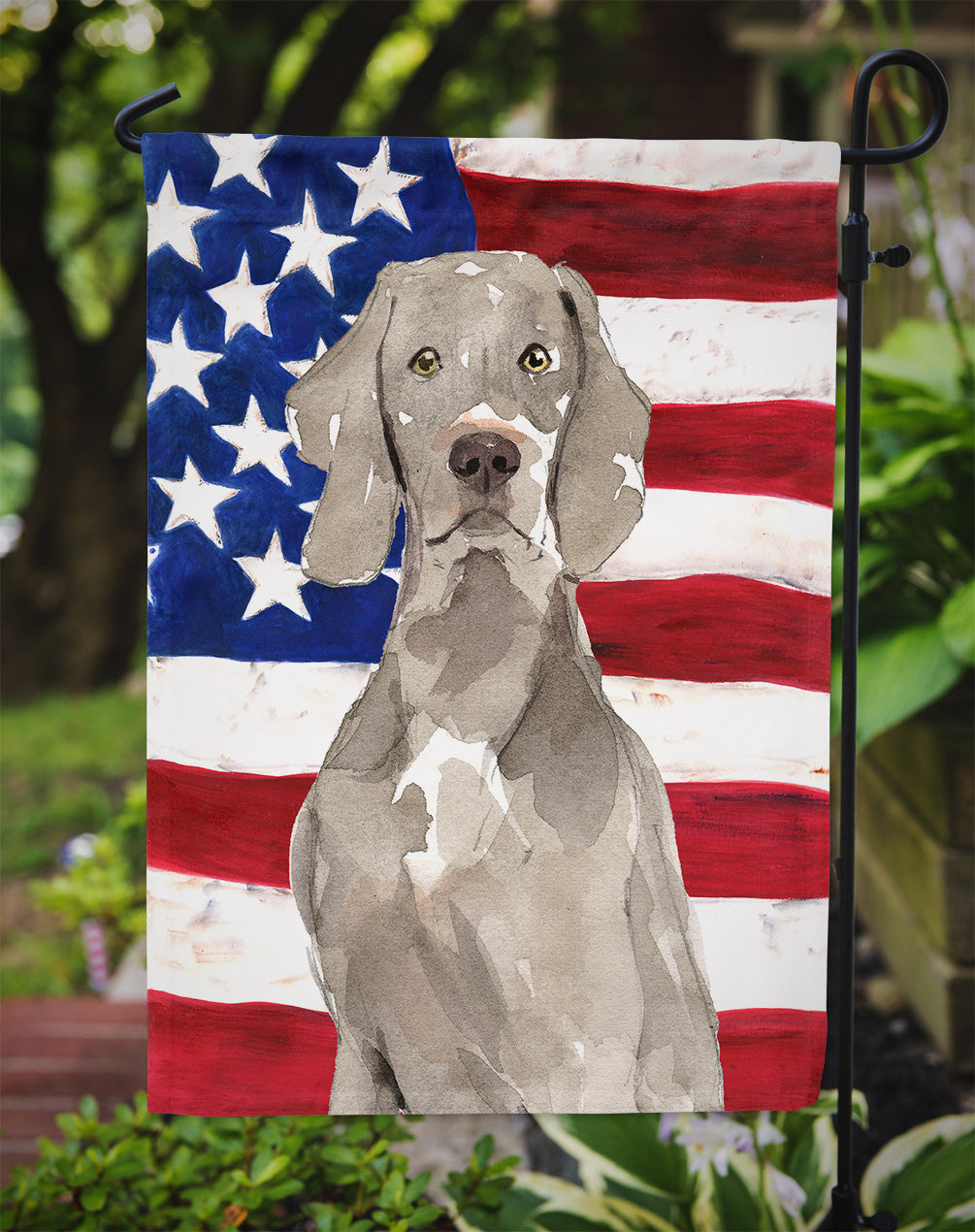 Patriotic USA Weimaraner Flag Garden Size CK1711GF  the-store.com.